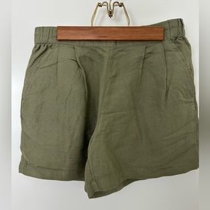 Green linen shorts